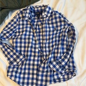 Polo by Ralph Lauren Blue and White Gingham Button-Down Shirt